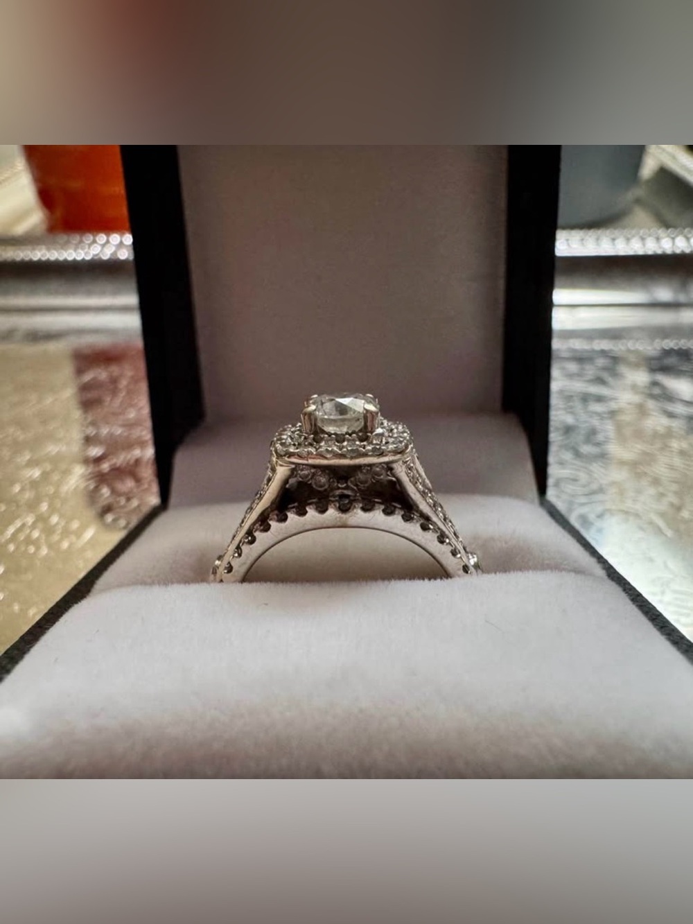 White Gold Halo Engagement Ring + enhancer 14k white gold natural diamonds (Kay) - Picture 4 of 12